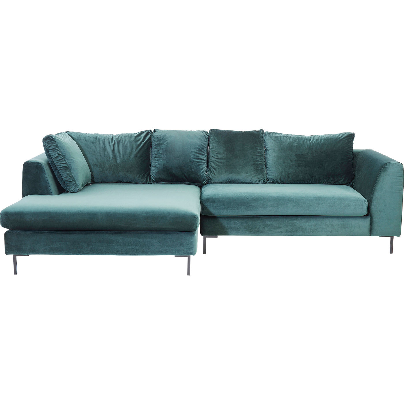 Ecksofa Gianni Velvet Dunkelgrün Links Schwarz