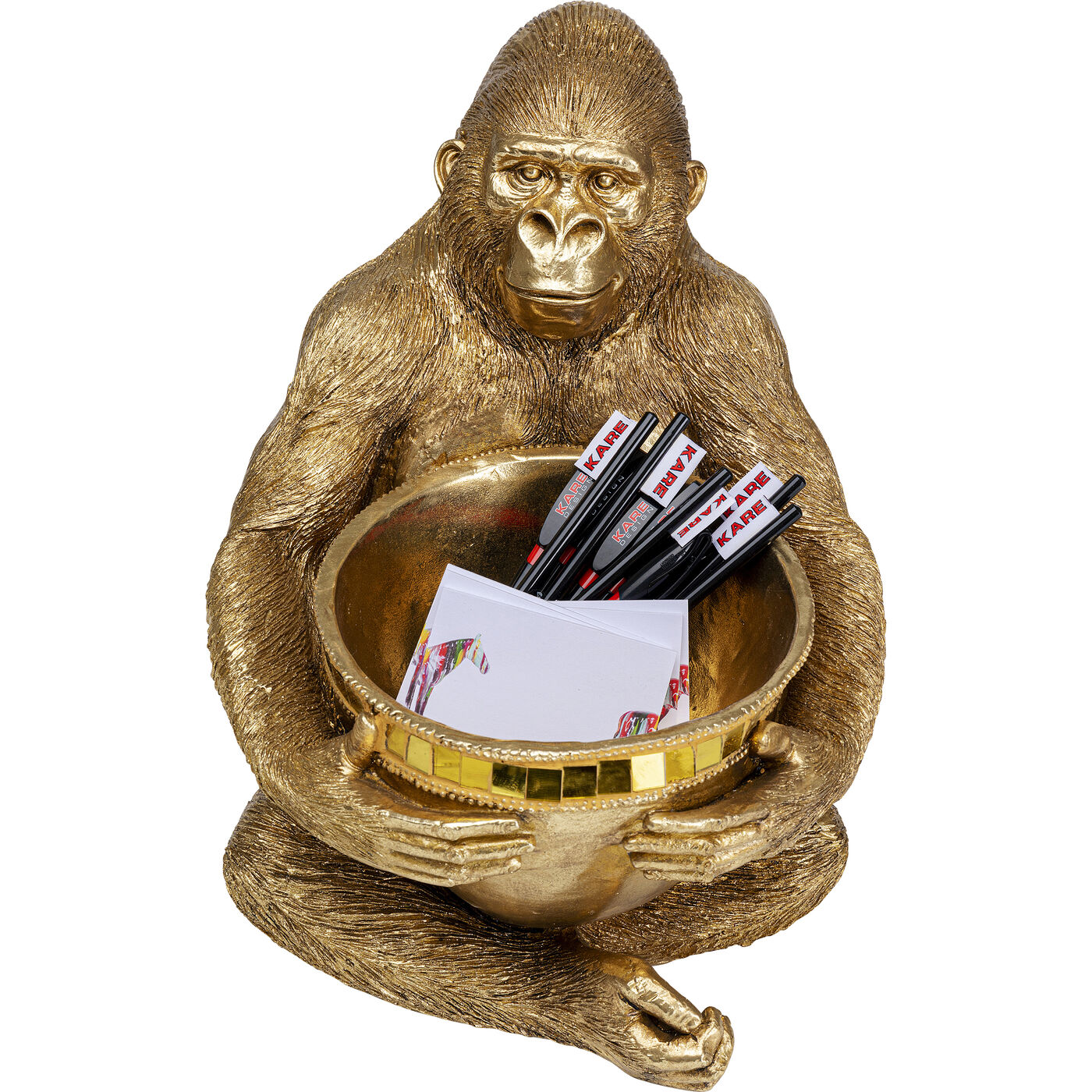 Deko Figur Gorilla Holding Bowl Gold