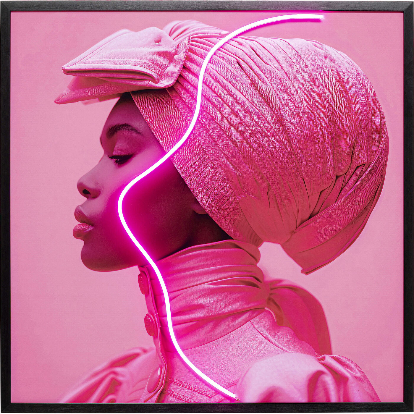 Gerahmtes Bild Pink Woman LED 80x80cm