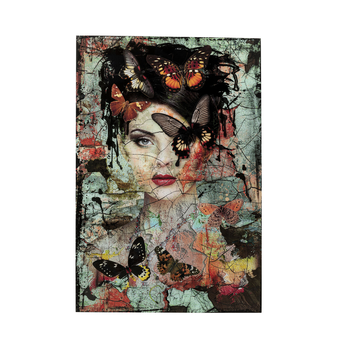 Glasbild Lady Butterfly 100x150cm