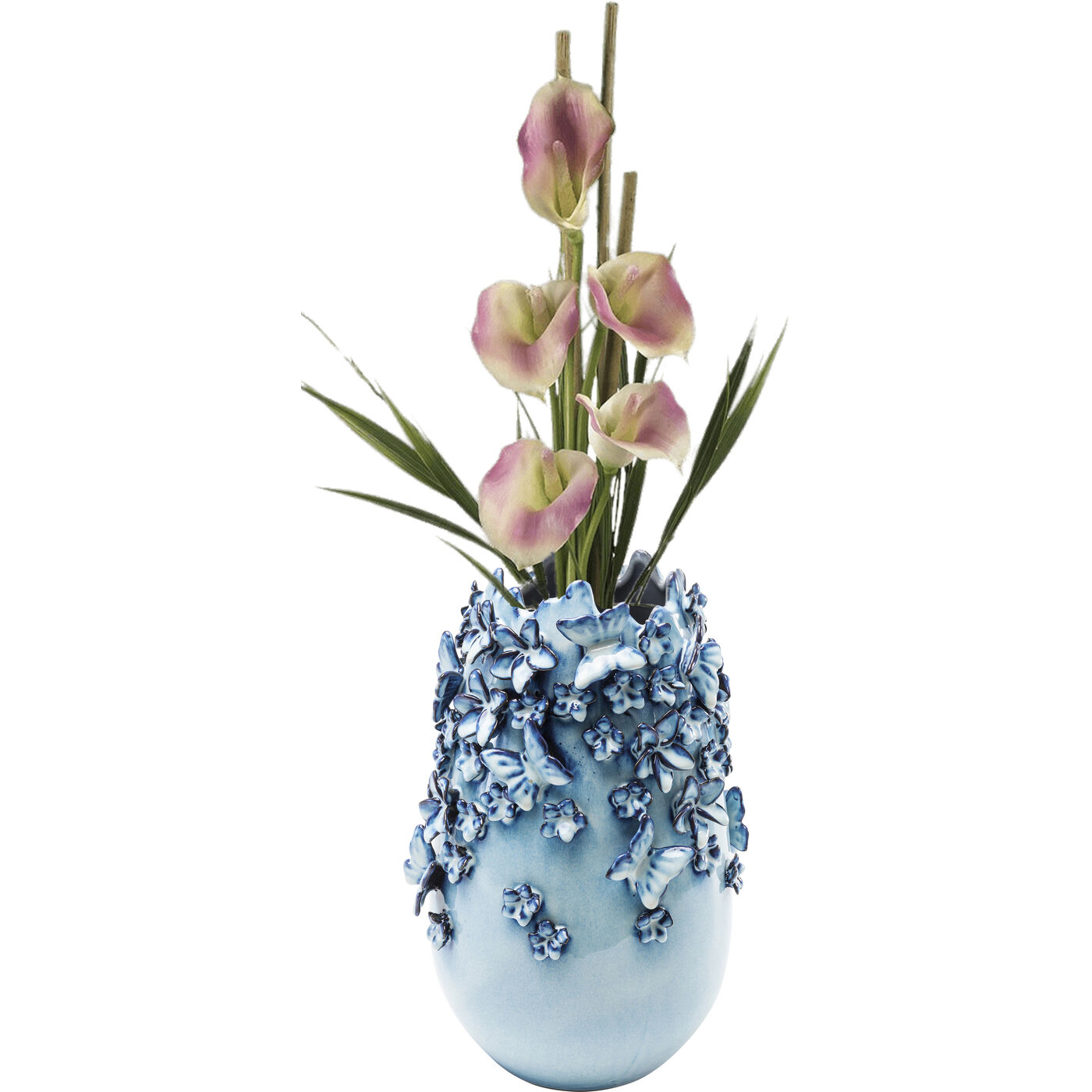 Vase Butterflies Lightblue 35cm