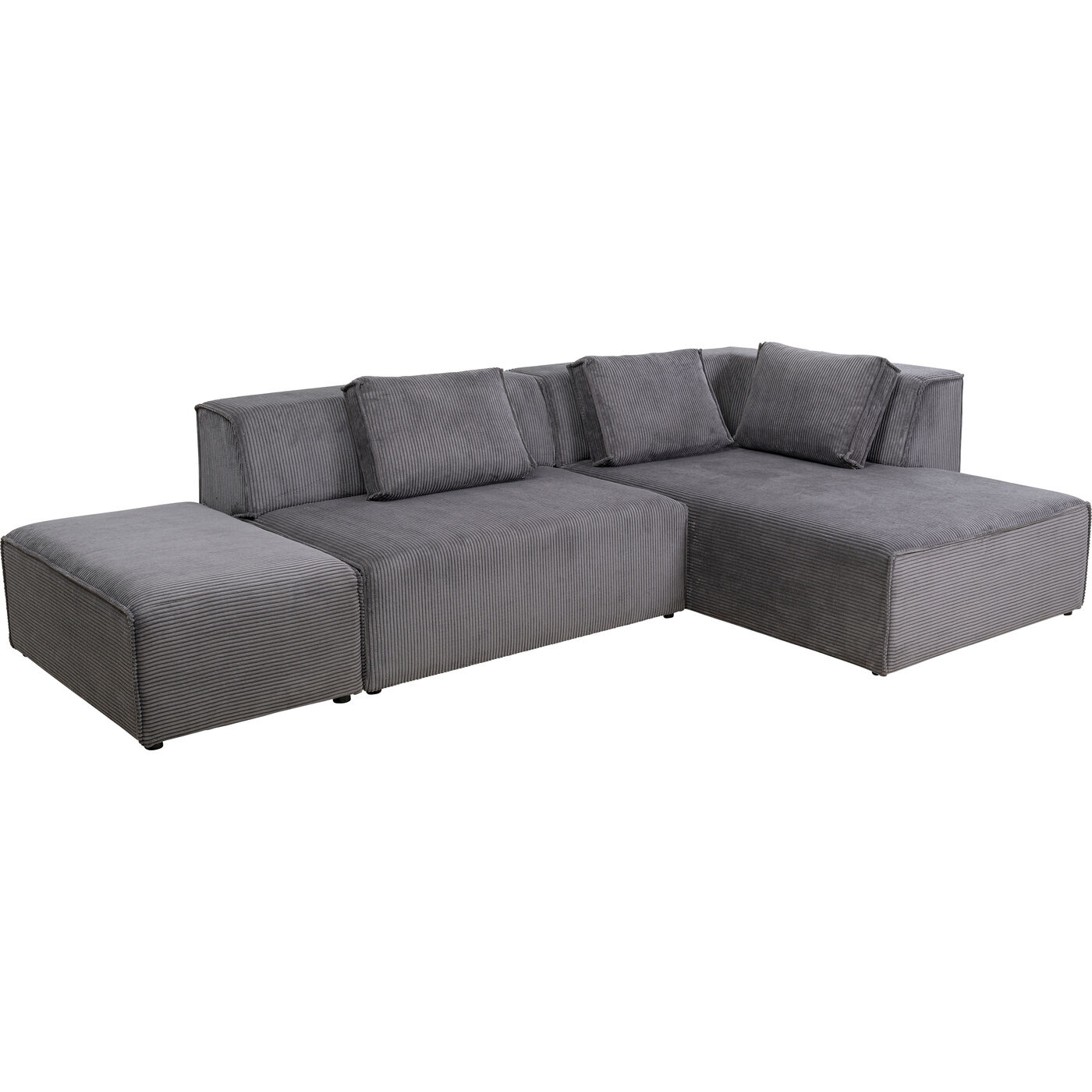 Ecksofa Infinity Ottomane Cord Grau Rechts