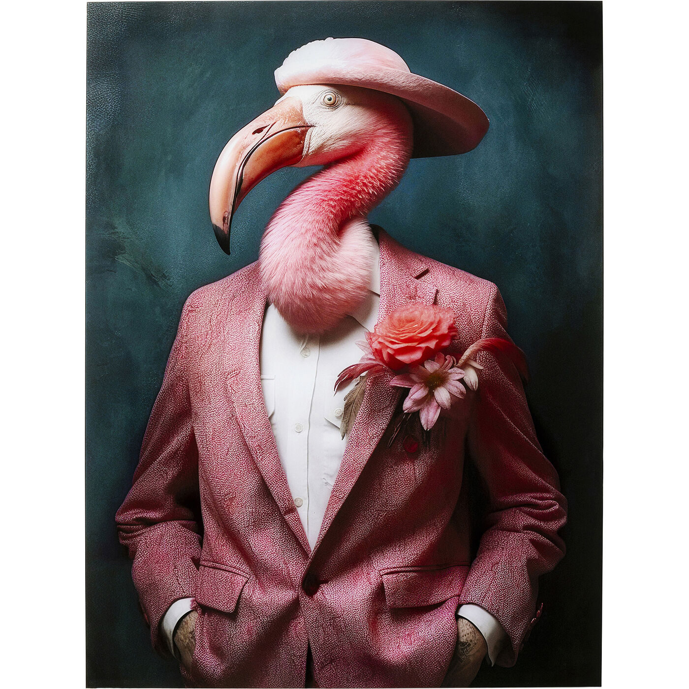 Glasbild Mister Flamingo 120x160cm