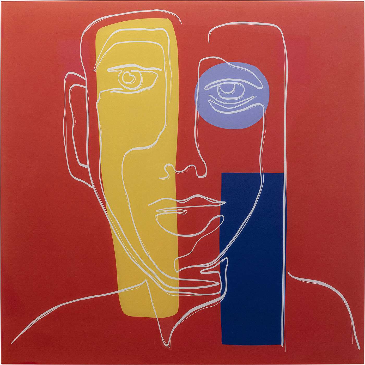 Glasbild Art Face Rot 100x100cm