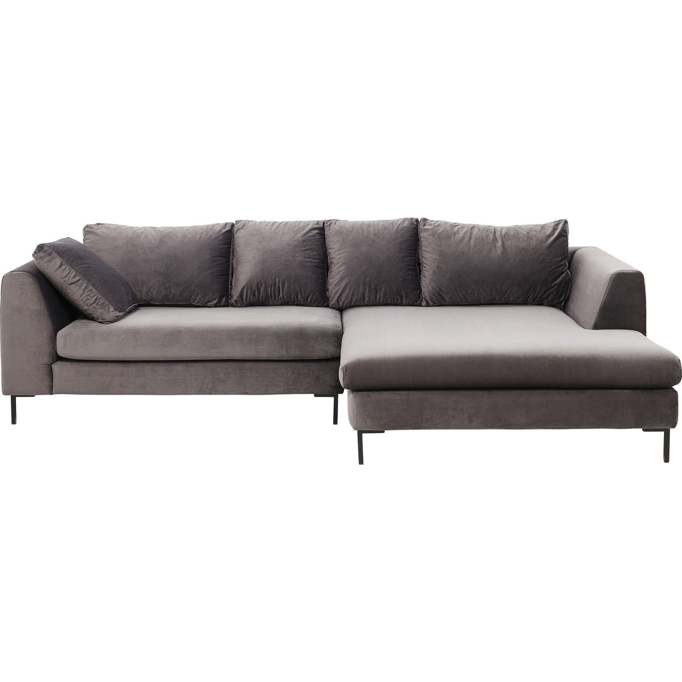 Ecksofa Gianni Velvet Grau Rechts Schwarz