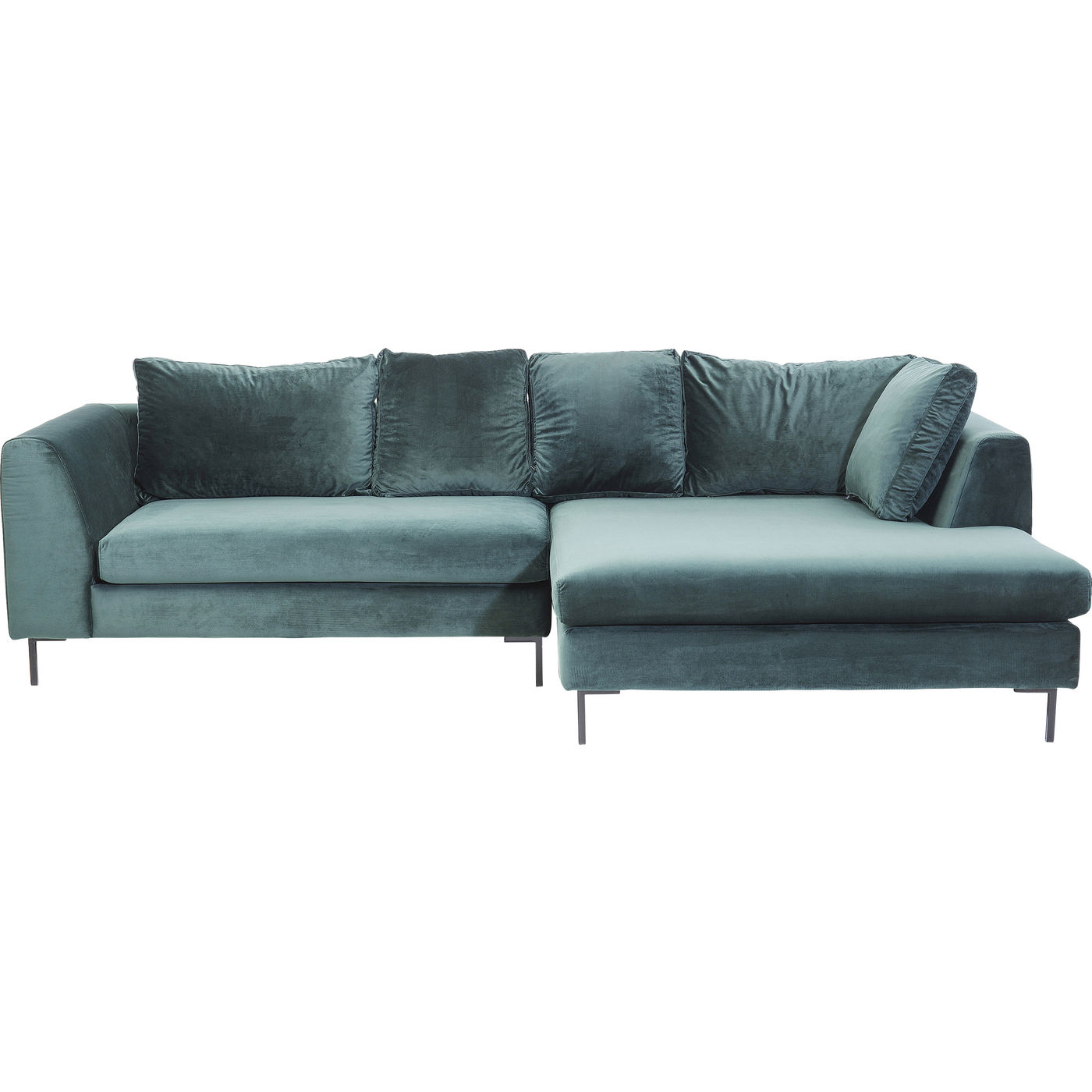 Ecksofa Gianni Velvet Dunkelgrün Rechts Schwarz