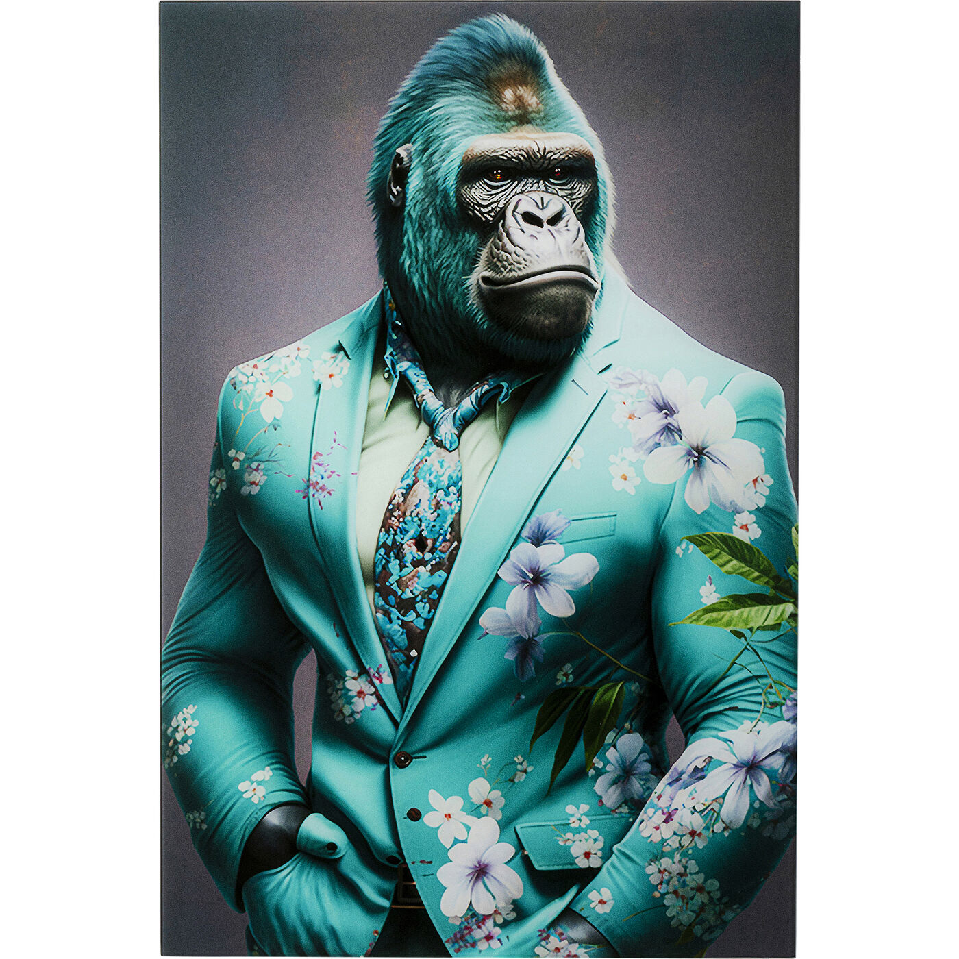 Glasbild Mister Gorilla Blau 60x90cm