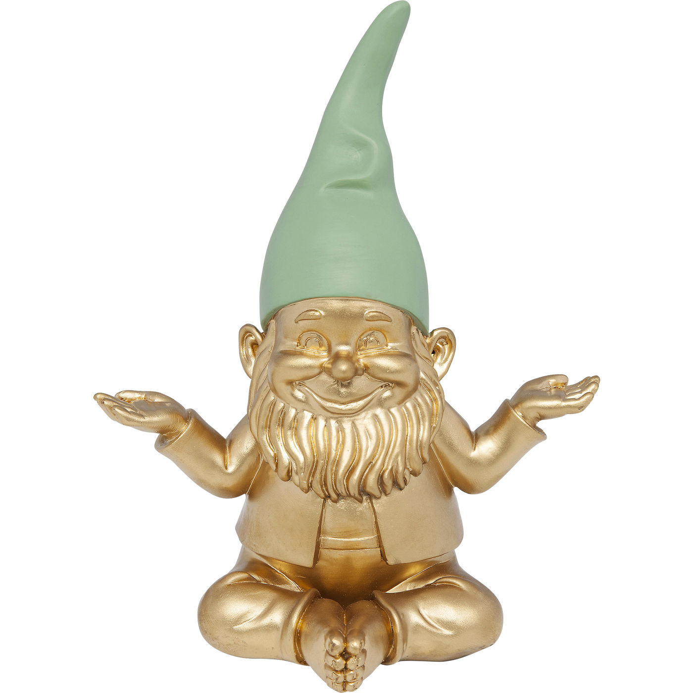 Deko Figur Zwerg Meditation Gold Grün 19cm