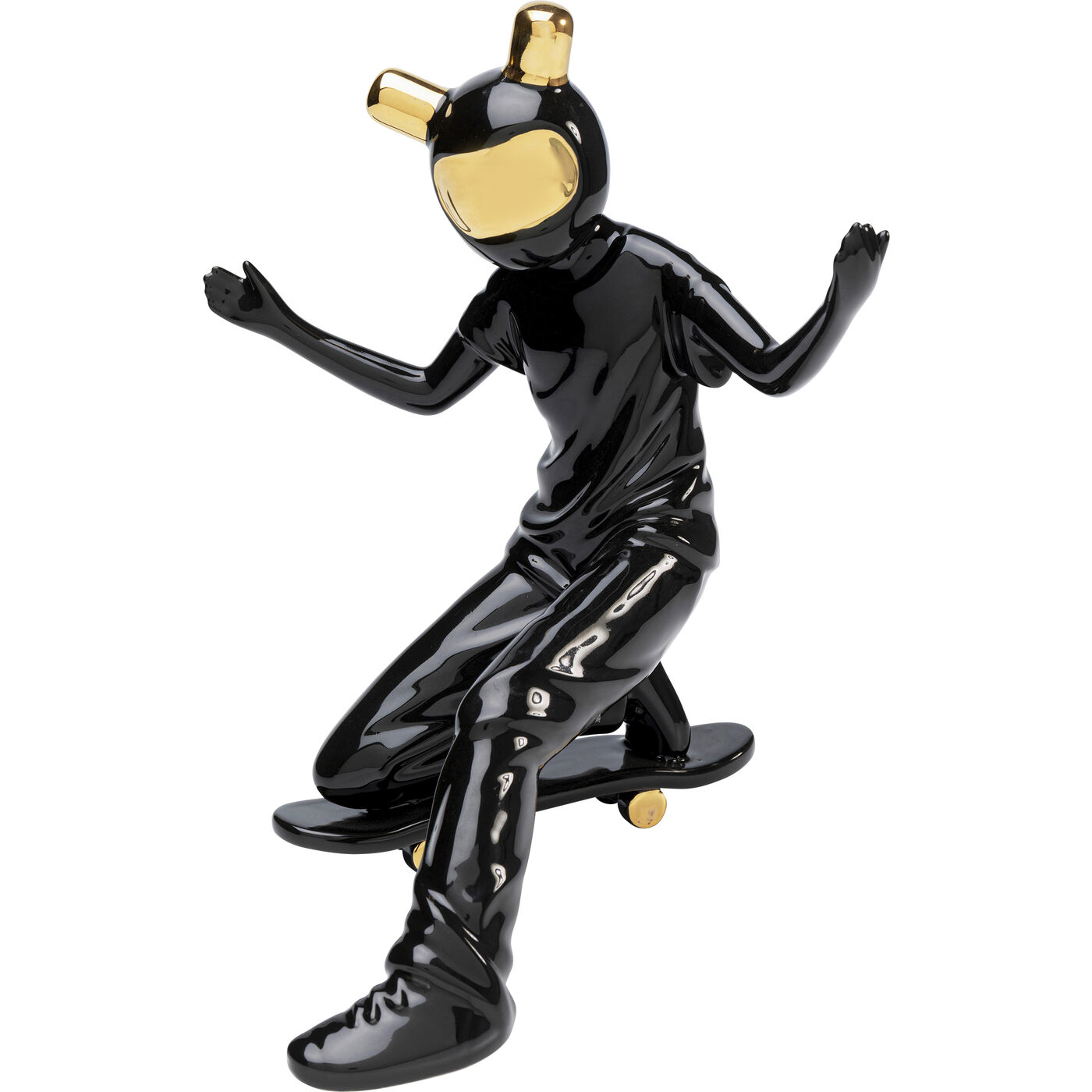 Deko Figur Skating Astronaut Schwarz 21cm