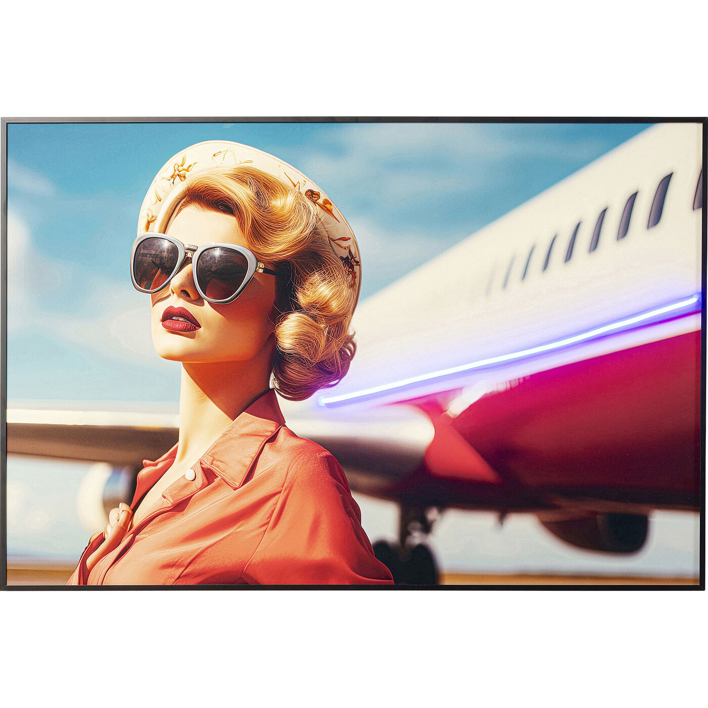 Gerahmtes Bild LED Jetset Pose Lady 120x80cm