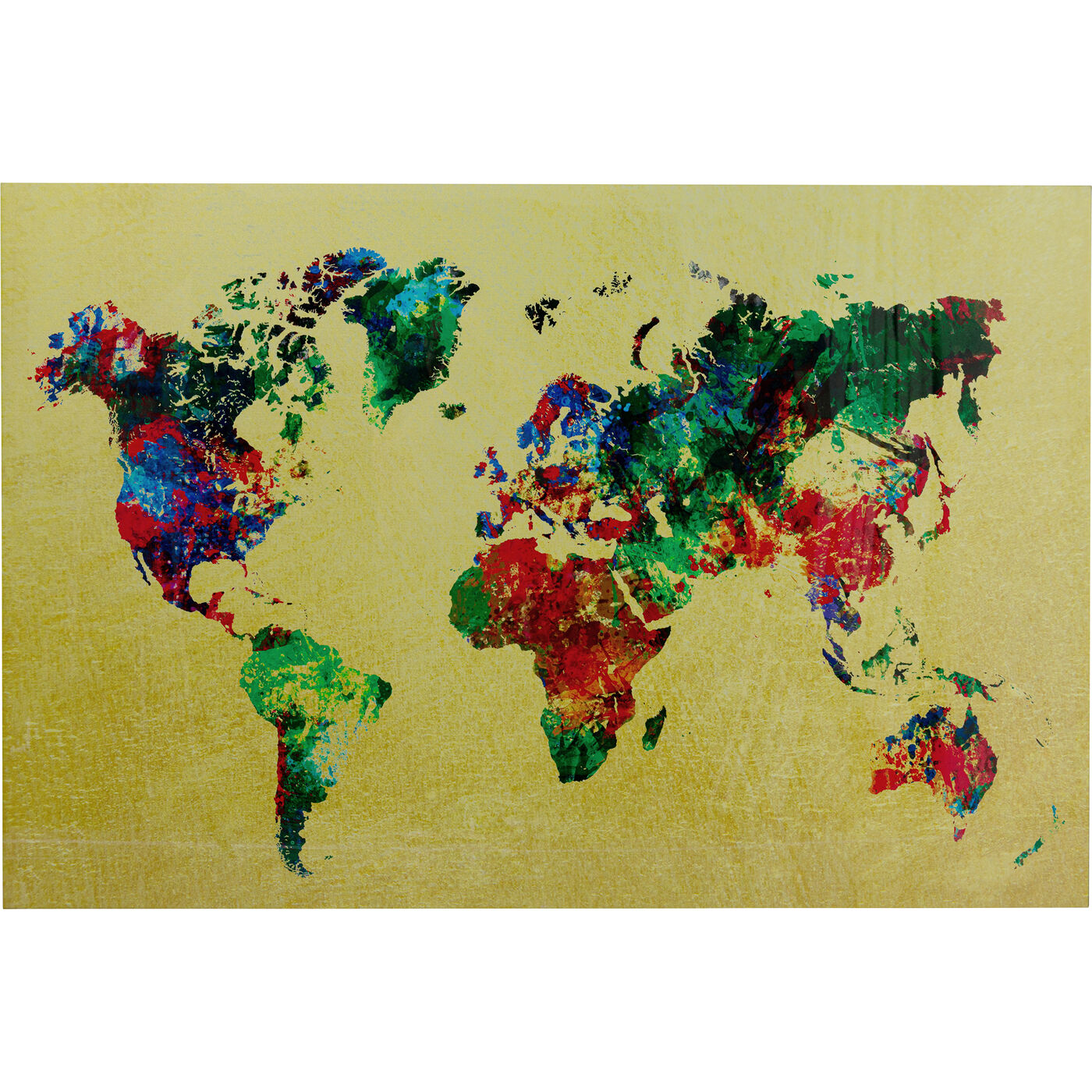 Glasbild Metallic Colourful Map 150x100cm