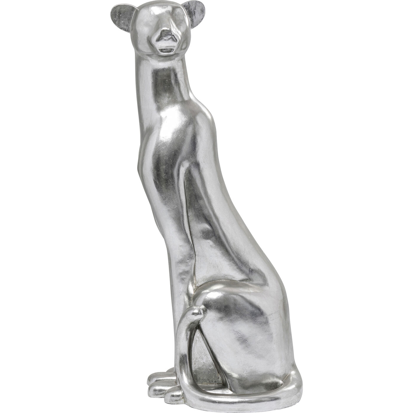 Deko Figur Sitting Leopard Silber 150cm