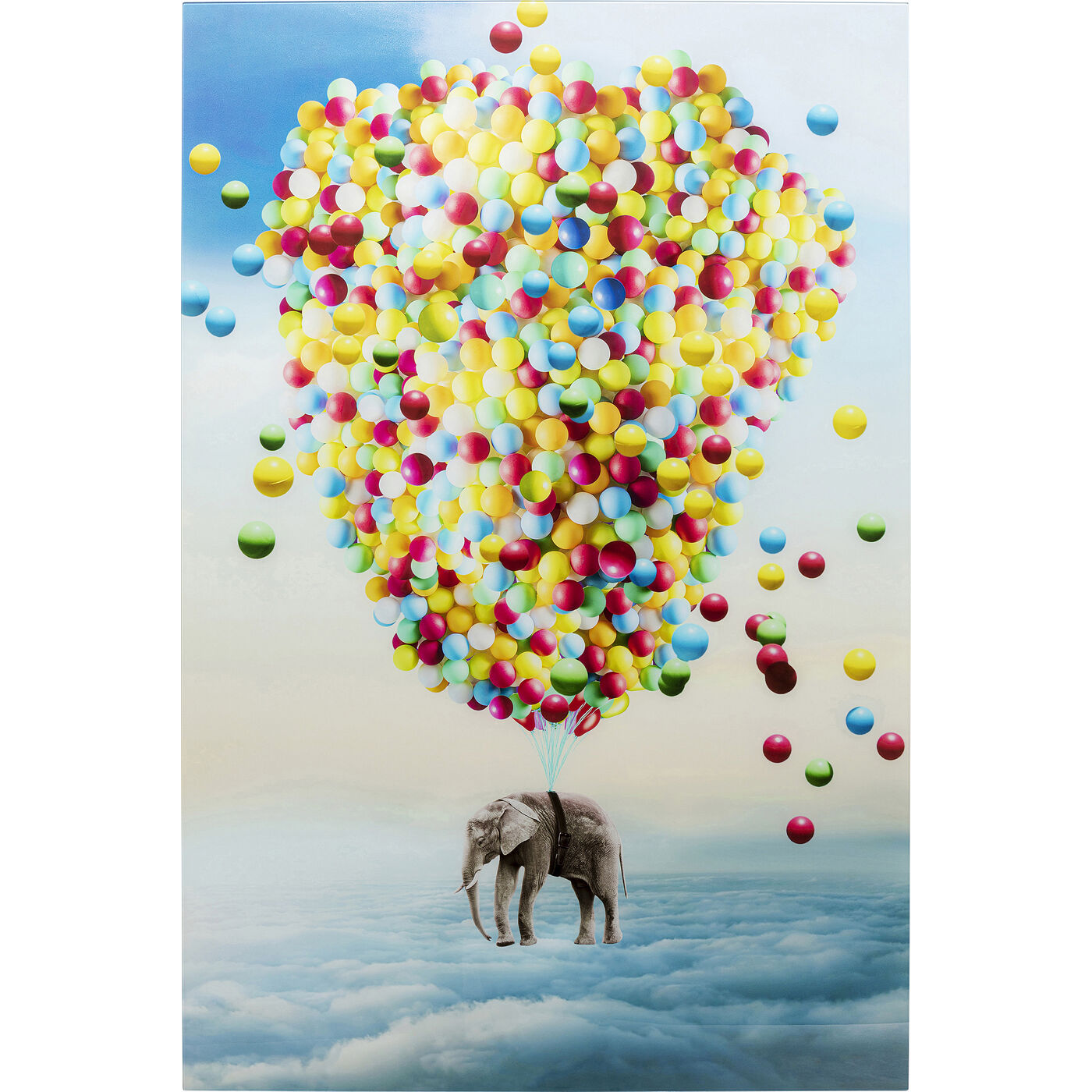 Glasbild Balloon Elephant 100x150cm