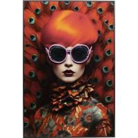 Tableau Fancy Red Lady LED 120x80cm