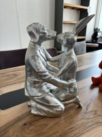 KARE Green Deko Objekt Kissing Rabbit and Dog Silber OCCASION