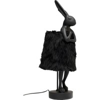 Table Lamp Animal Rabbit Fur Black/Gold 68cm