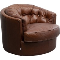 Fauteuil pivotant Music Hall cuir marron