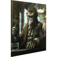 Glasbild Drinking Monkey 100x100cm