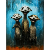 Glass Picture Singing Meerkats 60x80cm