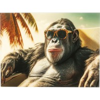 Quadro vetro Holiday Monkey 80x60cm