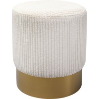 Tabouret Cherry Beige velours cotelé laiton Ø35cm