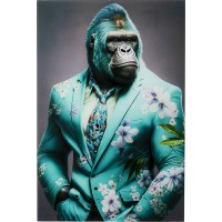 Tableau en verre Mister Gorilla bleu 60x90cm